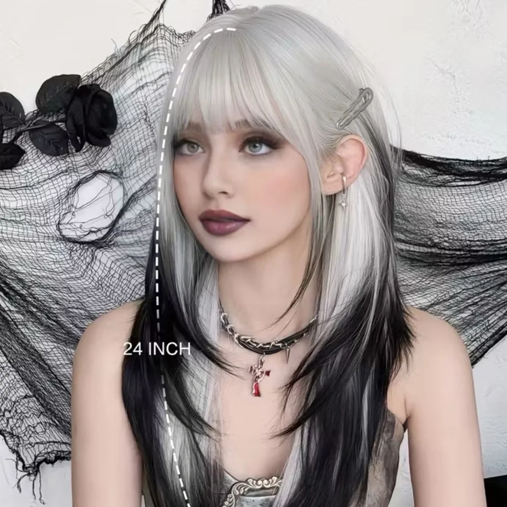 🆕Stylish Ombre Black & White Wig - Picture 4 of 10